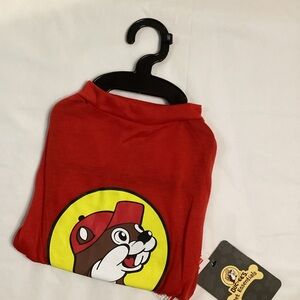 Vibrant Red Dog T-Shirt with Cartoon Design